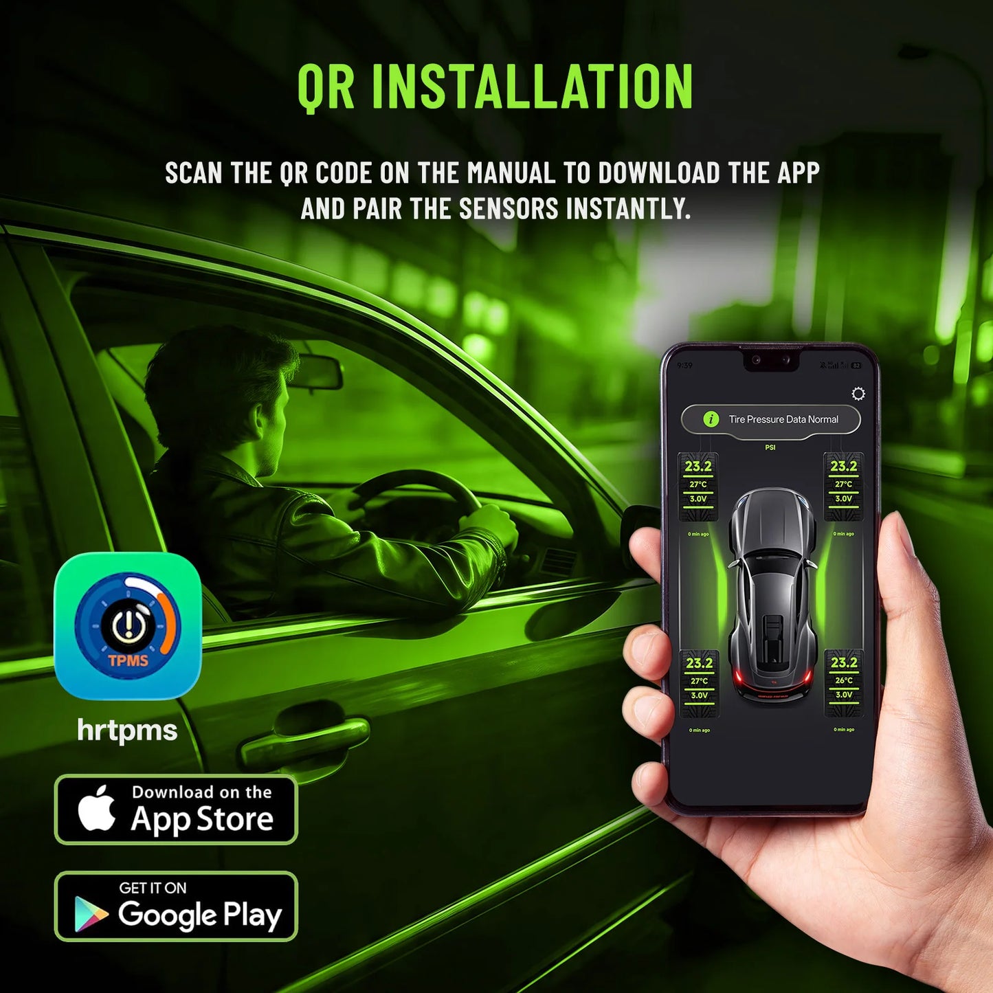 Wireless Bluetooth Tire Pressure Monitor, APP Real-Time Pressure Temperature Alarm，for RV SUV MPV Van Car Motorcycle Scooter ATV