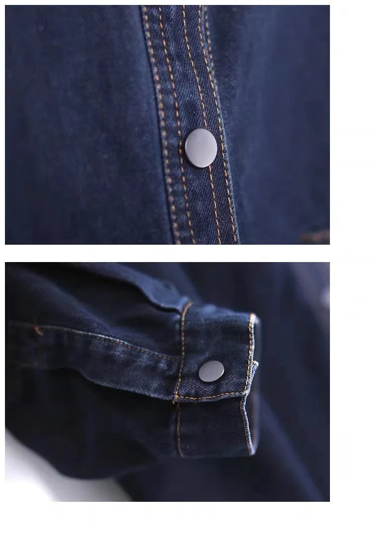 Loose Fit Women's Korean Style Corduroy Denim Shirt Jacket  Collar Splicing Oversize Outerwear Commute Fashion