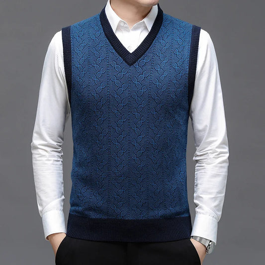 BROWON Brand Sweater Mens Clothes 2026 Autumn Wool Solid Color Knittes Sweater Vest Men Fashion Jacquard Thick Winter Clothing