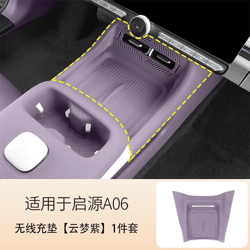 For Changan A06 2026 Wireless Charger Anti-Slip Mat & Cup Holder Liner Set, Non-Scratch Silicone Interior Accessories