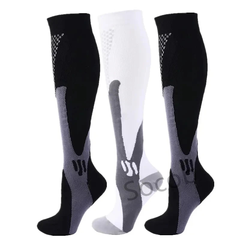 3/6/7 Pairs Compression Socks Women Medical Edema Running Socks Men Knee Length Cycling Socks  Football Basketball Outdoor trave