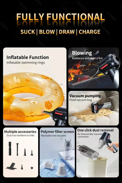 CENRR 998000PA Car Vacuum Cleaner Powerful Mini Cordless Portable Vacuum Cleaner for Home Appliance Handheld Blower Car Cleaner