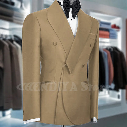 Black Suits For Men Shawl Lapel Formal 1 Piece Jacket Double Breasted Business Casual Groom Wedding Party Custom Made Blazer