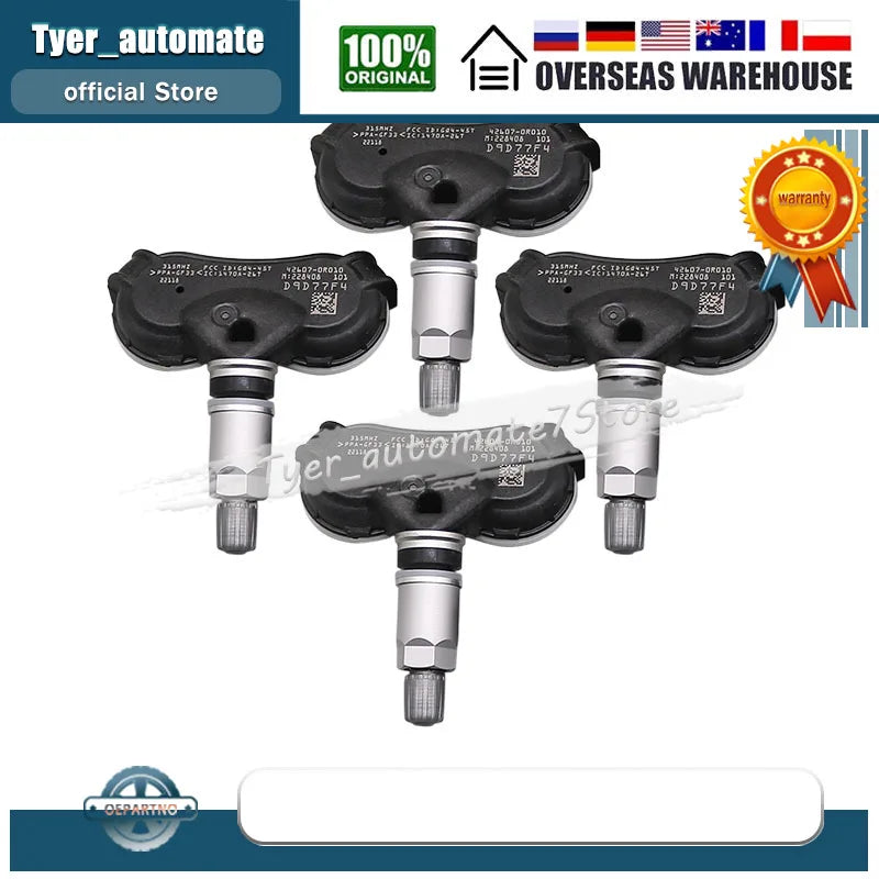 4PCS Tire Pressure Monitor Systems 42607-0R010 426070R010 TPMS SENSOR 315MHz For Toyota Highlander Rav4