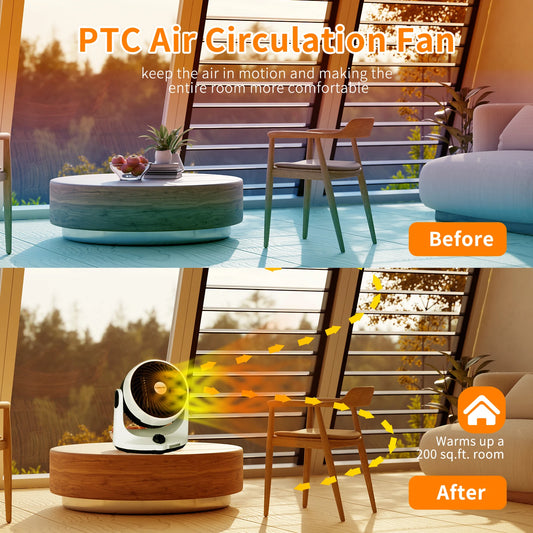 1500W Electric Heater PTC Rapid Heating Air Circulator Fan Heater Home Electric Energy Saving Portable Heater for Room Office