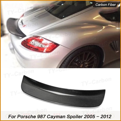 Real Carbon Fiber Car Rear Trunk Spoiler Wings for Porsche Cayman 987 S Coupe 2-Door 2005-2012 Racing Tail Boot Lid Wing Lip FRP