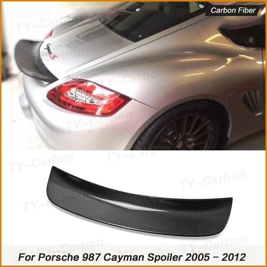Real Carbon Fiber Car Rear Trunk Spoiler Wings for Porsche Cayman 987 S Coupe 2-Door 2005-2012 Racing Tail Boot Lid Wing Lip FRP
