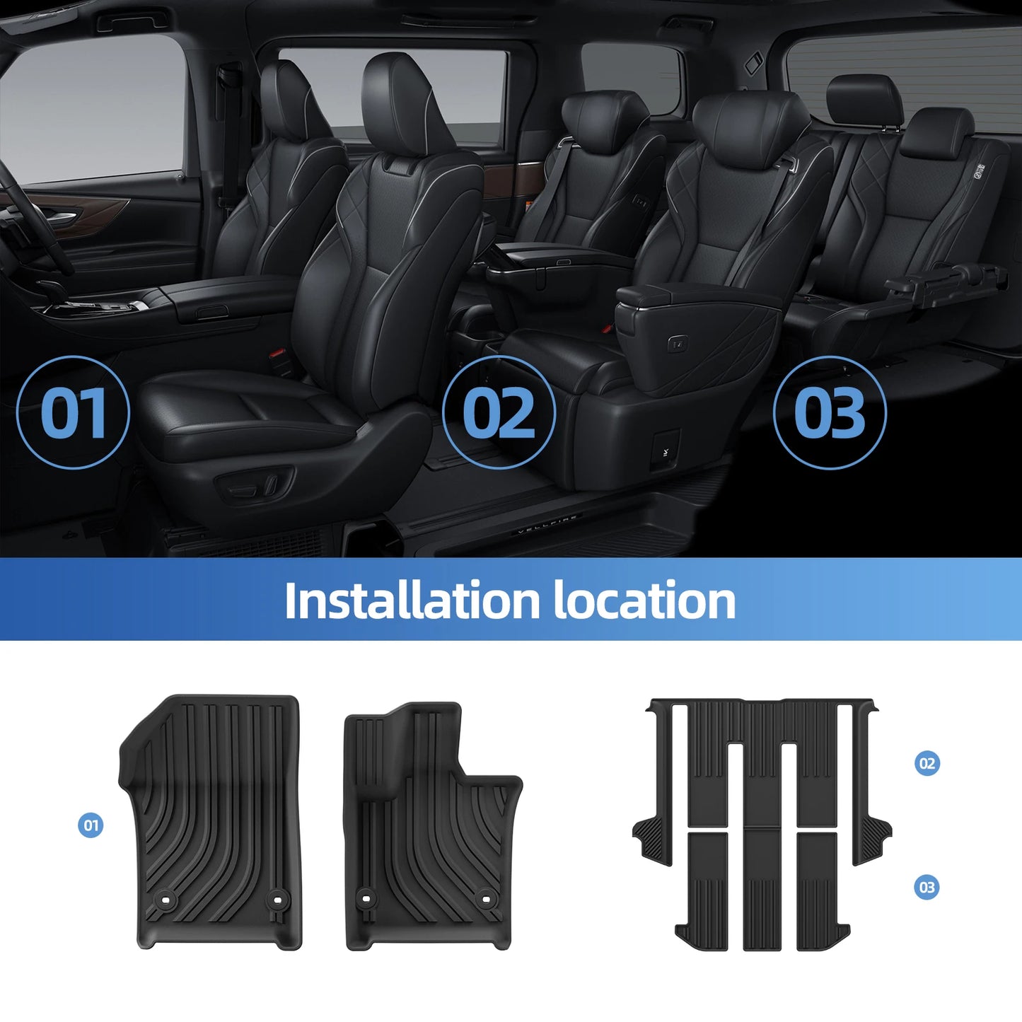 Right Drive for Toyota ALPHARD40 AH40 40 Series 2024 TPE All-weather Floor Mats Trunk Pad Anti-slip Cargo Liner Car Accessories