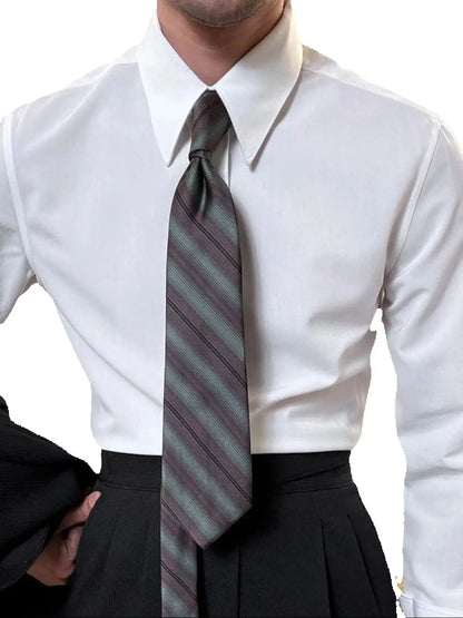 Men's White Slim Fit Dress Shirt Long Sleeve Formal Business Non Iron Wrinkle Resistant Elastic Tops