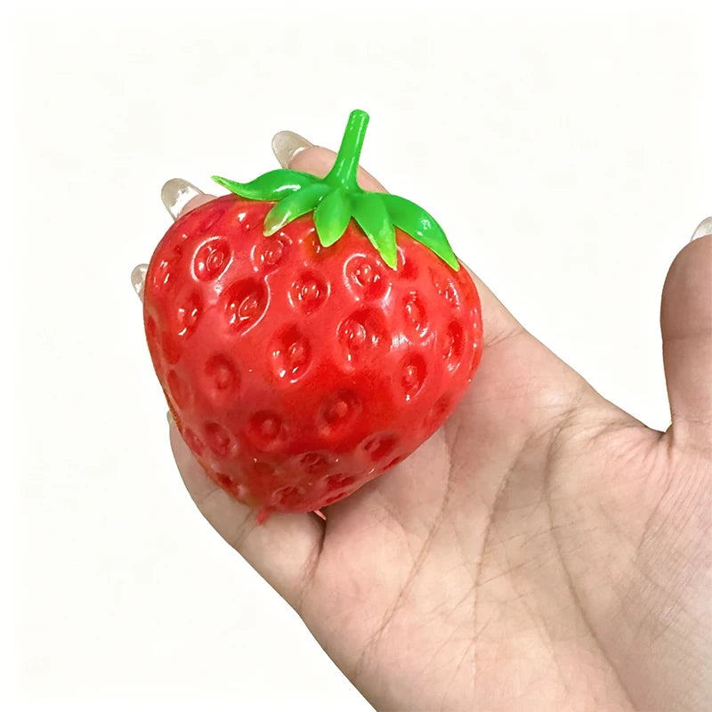 Strawberry Crunchy Stress Ball Squeeze Toy Crispy Squishy Fidget Toy Round Blocks Filled Decompression Sensory Toy Gifts
