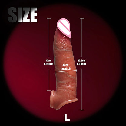 Realistic Super Huge Penis Sleeve Big Growth Penis Delayed Ejection Extend Penis Reusable Enlarger Silicone Condom Male Sex Toy