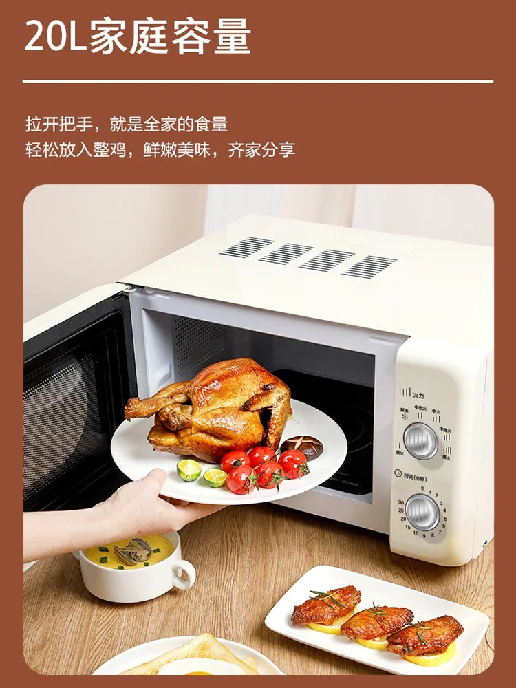 Microwave oven household kitchen  high-value small mini micro-steam oven retro new model 20 liters large capacity