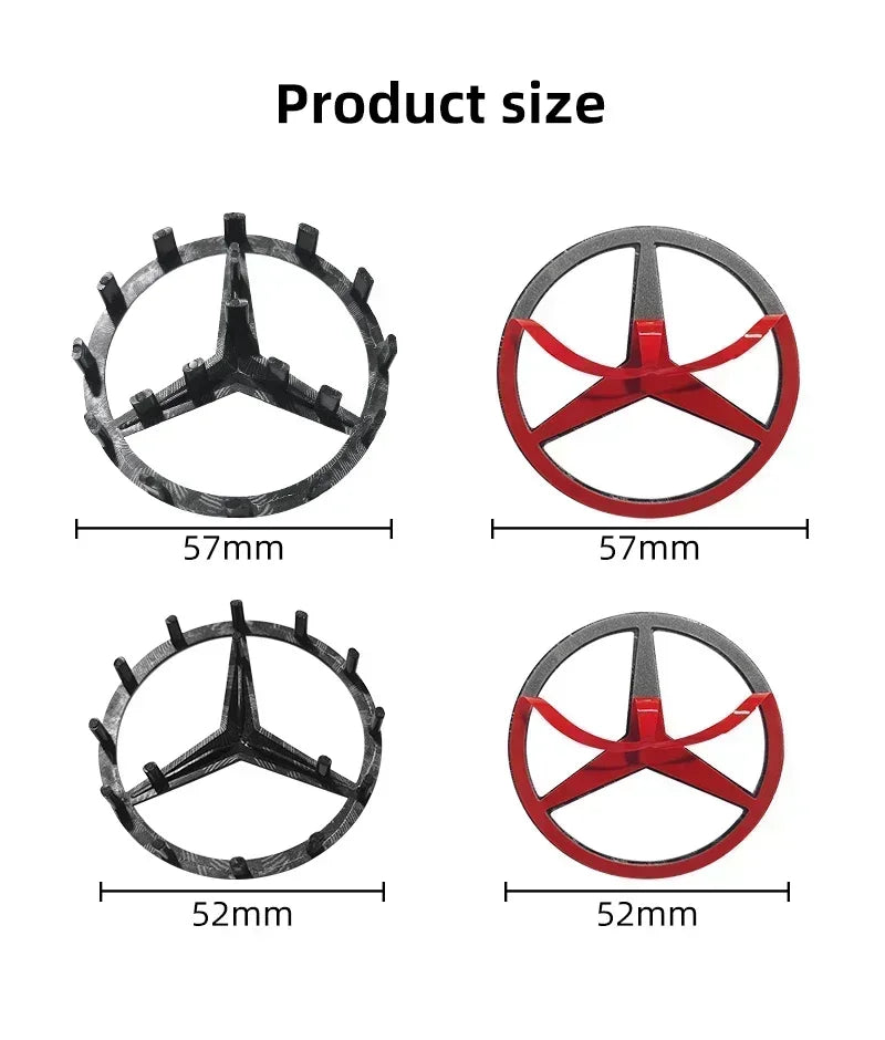 1pcs 52mm 57mm Car Steering Wheel Badge Emblem Sticker Mercedes Benz Amg W204 W205 W212 W213 W221 W177 W246 GLA GLC CLA A AAXXZZ