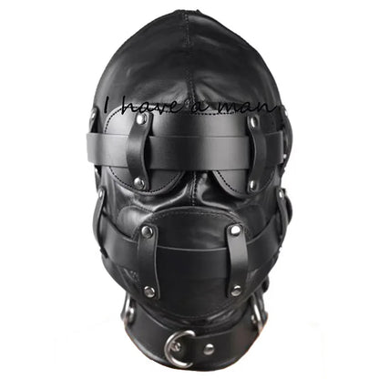 Leather Padded Hood Mask Blindfold Head Restraint Harness Mask, BDSM Bondage Gimp,Sexy Costume