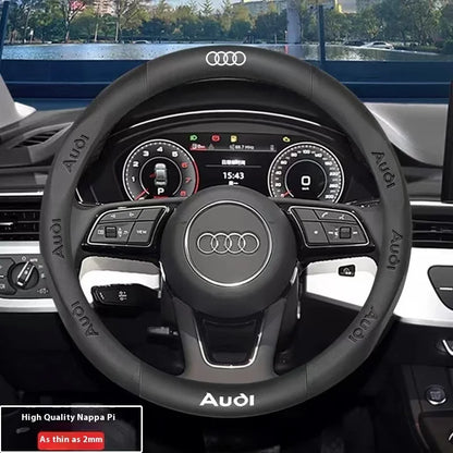 Car AntiSlip Carbon Fiber Leather Steering Wheel Cover, Audi A3 A4 A5 A6 A7 A8 Q1 Q2 Q3 Q5 Q7 Q8 S3 S4 S5 S6 RS3 RS4 RS5 TT