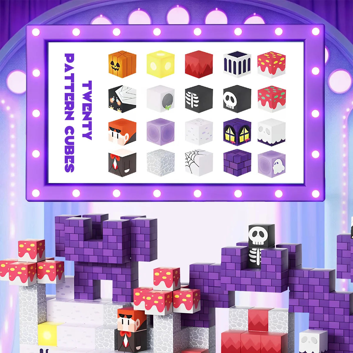 Halloween Day Theme Magnetic Building Blocks, Magnet Cubes, Magnetic Toys, Perfect Birthday Christmas Halloween Gifts