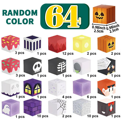 Halloween Day Theme Magnetic Building Blocks, Magnet Cubes, Magnetic Toys, Perfect Birthday Christmas Halloween Gifts