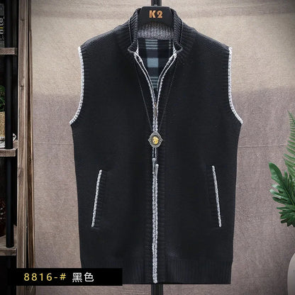 Atutumn and Winter New Men's Sweater Cardigan Knitting Vest Dailywear Warmth Thickened Zipper Jacket Waistcoat Male Streetwear