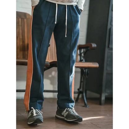 Non Stock 80s Old School Style Two-Tone Sweatpants Mens Cotton Jogging Trousers Streetwear Tracksuits