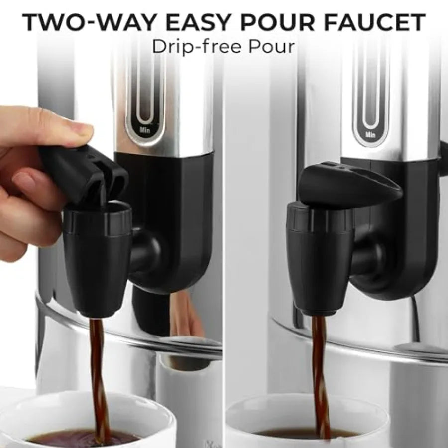 Commercial coffee maker for events catering: double-wall stainless steel, silver, quick brew, stays hot for tea beverages