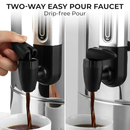 Commercial coffee maker for events catering: double-wall stainless steel, silver, quick brew, stays hot for tea beverages
