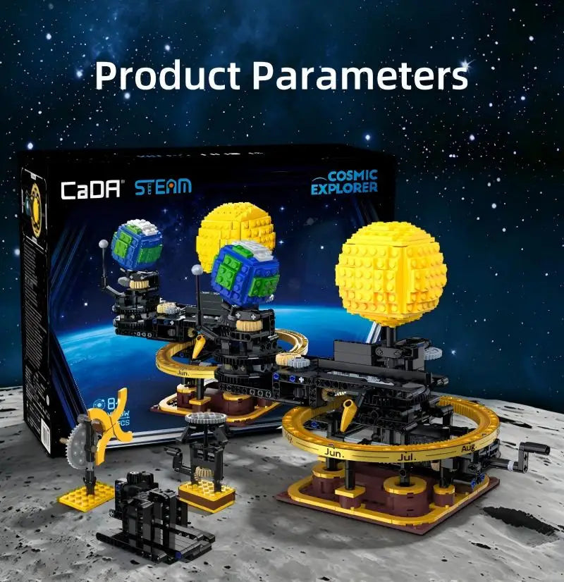 CaDA C71009W Earth Moon Sun Orrery Building Blocks Set/Astronomy Educational Toy/Rotatable Planetary Orbit Model/Kids Birthday