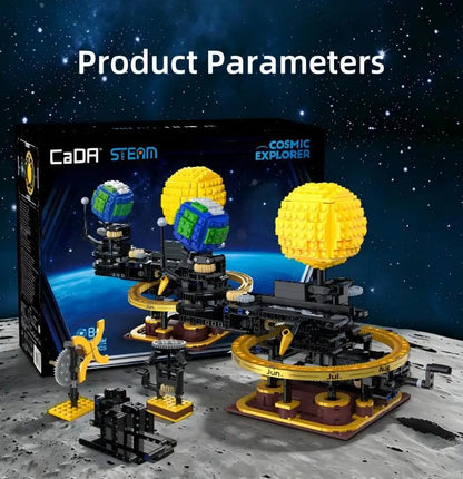 CaDA C71009W Earth Moon Sun Orrery Building Blocks Set/Astronomy Educational Toy/Rotatable Planetary Orbit Model/Kids Birthday