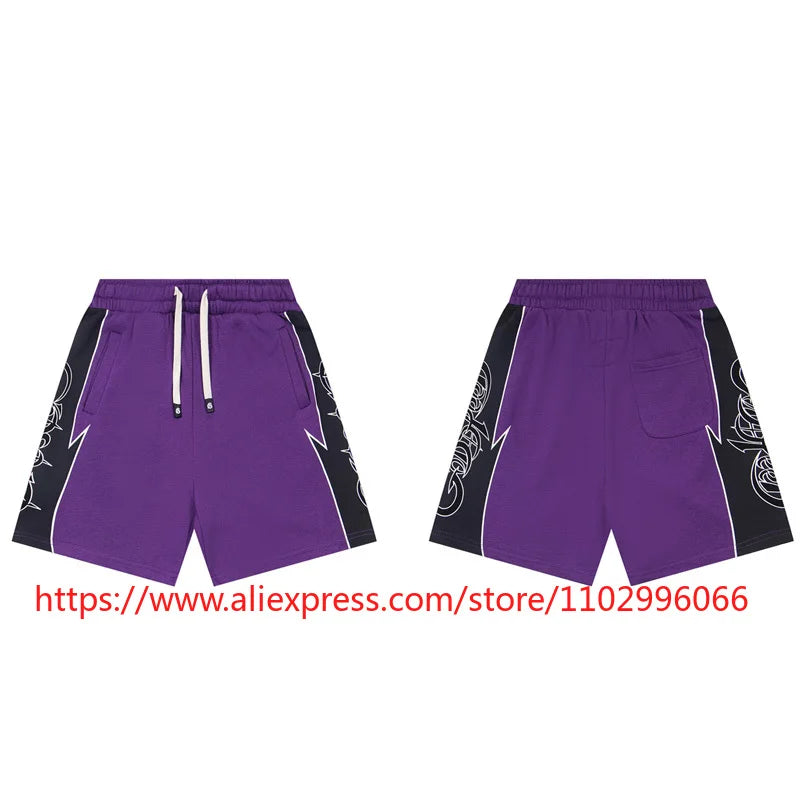 Real Photo Men's High Quality GOD High Street SPEED Shorts Streetwear Elastic Waist Drawstring Casual Sports Pants in Stock