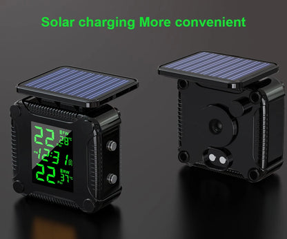 Powstation TPMS Wireless Motorcycle Tire Pressure Monitoring System Solar Charge Tyre Temperature Alarm System Colorful Display