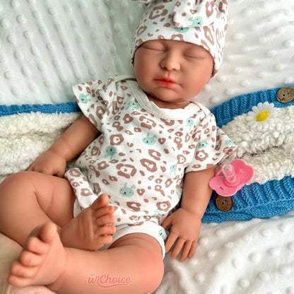 55cm Weighted Girl Can Use Pacifiers Silicone Ryeborn Baby Lifelike 3D Skin Tone Display Rebirth Doll for Photography
