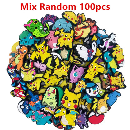 20-100Pcs Potdemiel Pokemon Shoe Charms Accessories DIY Bubble Slides Clogs Sandal Shoe Buckle Decoration For Kids X-mas Gifts