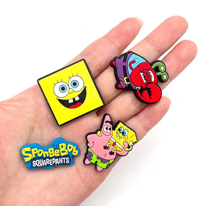 Mixed 20pcs/set Shoe Charms DIY Spongebob Accessories For PVC Decorations Fit to Bubble Slides Sandals Kids X-mas gifts