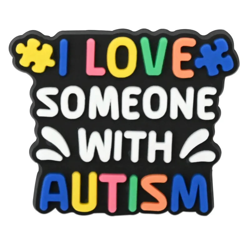 1-16Pcs Be Kind Autism Awareness Love Patience Understanding Pvc Garden Shoe Charms Buckle Kid Cartoon Accessories DIY Backpack