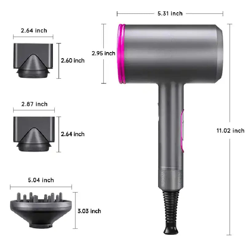 Professional Hair Dryer Strong Wind Hot Air Cold Air Ion Salon HairDryer 1800w Brush  Negative Ion Blow Dryer  with Diffuser