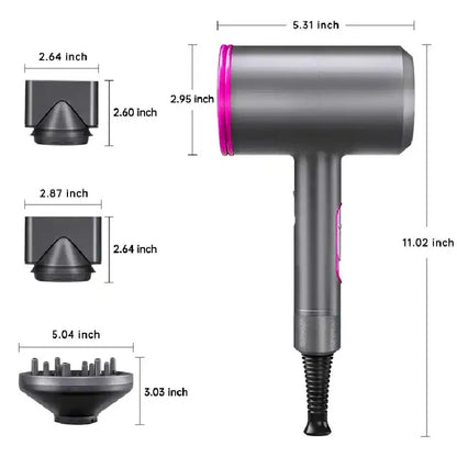 Professional Hair Dryer Strong Wind Hot Air Cold Air Ion Salon HairDryer 1800w Brush  Negative Ion Blow Dryer  with Diffuser