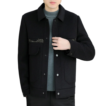 Classic Solid Color Woolen Jacket for Men Winter Thick and Warm Casual Business Trench Coat Fashion Slim Fit Streetwear Overcoat