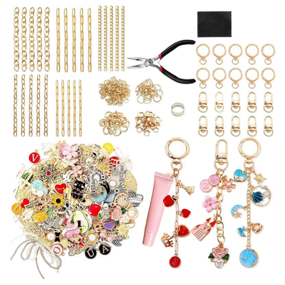325-Piece DIY Bag Charm Making Kit Complete Jewelry Craft Set Creative Gift for Keychains & Access, Teens, Adults, Art Therapy