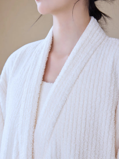 Thi Coral Fce Spwear Long Sle Women's Robe Warm Sexy Pure Desire Couples Bath Robe Men's Sle Home Comfort Wear
