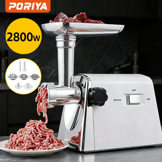 PORIYA 2800W Commercial Meat Grinder Electric Mincer Sausage Maker Machine Kit Kitchen
