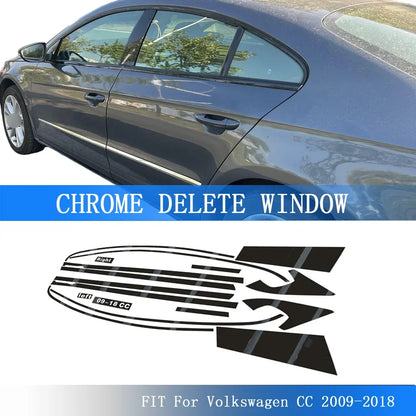 Glossy Black PVC Car Window Decorative Strip Sticker for Volkswagen CC 2009-2018 Exterior Protection Accessory
