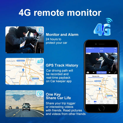 10.26 inch Car GPS Navigation 4G Android 12 ADAS Dash Camera Recorder 4G+64GB ROM WiFi ADAS BT Dual Lens Night Version