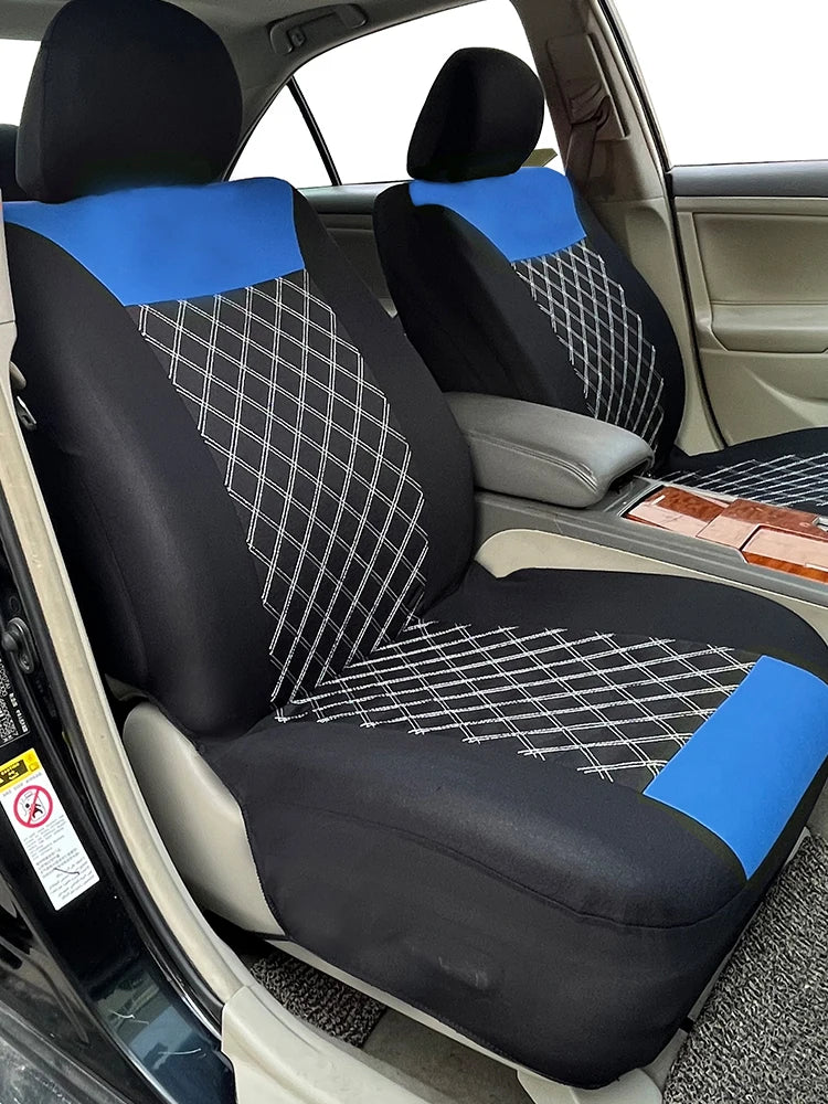 Car Seat Covers Double Line Embroidery Quilted Splicing Universal Size Fit For Most Car Polyester Fabric Seat Covers For Car