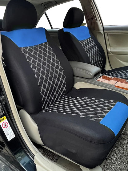 Car Seat Covers Double Line Embroidery Quilted Splicing Universal Size Fit For Most Car Polyester Fabric Seat Covers For Car