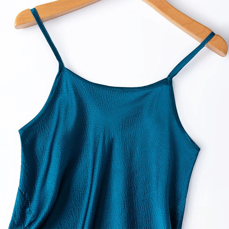 Women Camisole 100% Mulberry Silk Solid Colors Pearl Silk Fashion Spaghetti Straps Top Shirt Summer Beach M1548