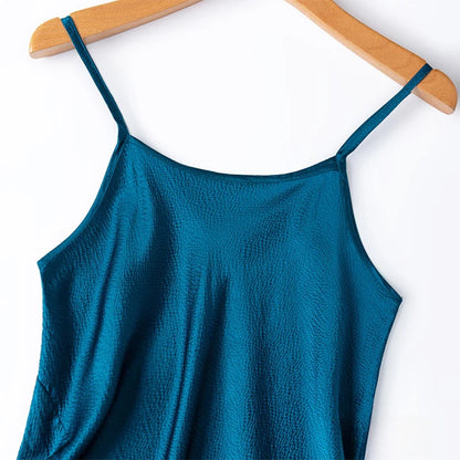 Women Camisole 100% Mulberry Silk Solid Colors Pearl Silk Fashion Spaghetti Straps Top Shirt Summer Beach M1548