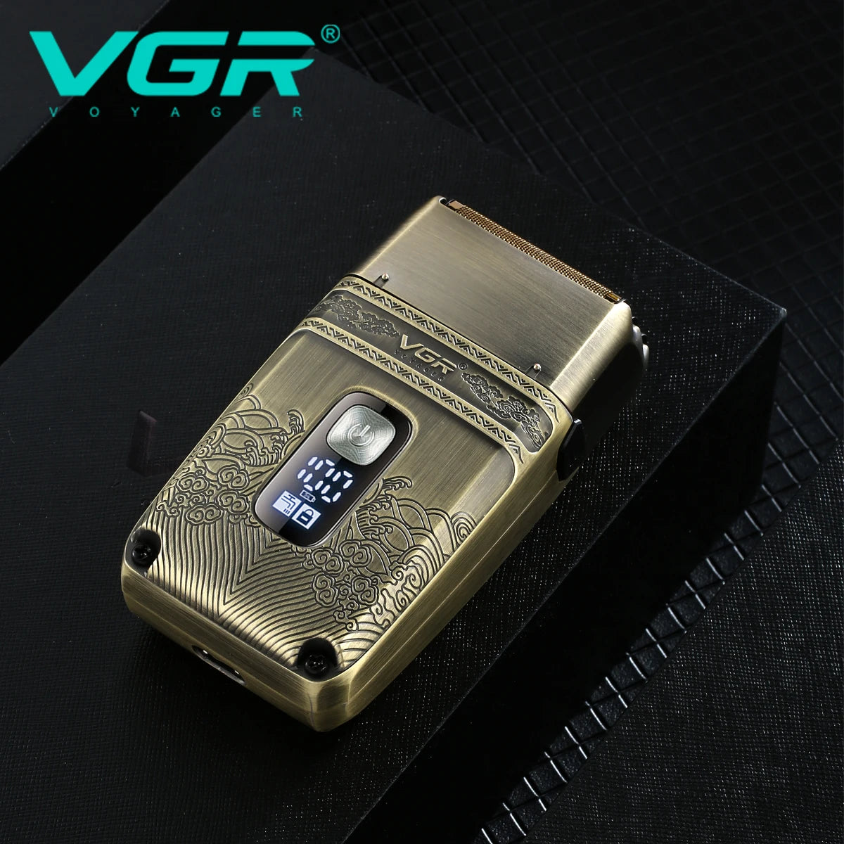 VGR professional high-end hair trimmer set, retro metal electric push shear, home LED intelligent digital hair clipper, shaver