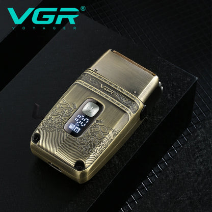 VGR professional high-end hair trimmer set, retro metal electric push shear, home LED intelligent digital hair clipper, shaver
