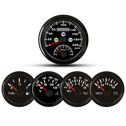 5 Gauge Set 85MM GPS Speedometer 0-8000RPM Tachometer 52MM Water Temp Oil Pressure Fuel Level Meter Voltmeter for Car Boat 12V