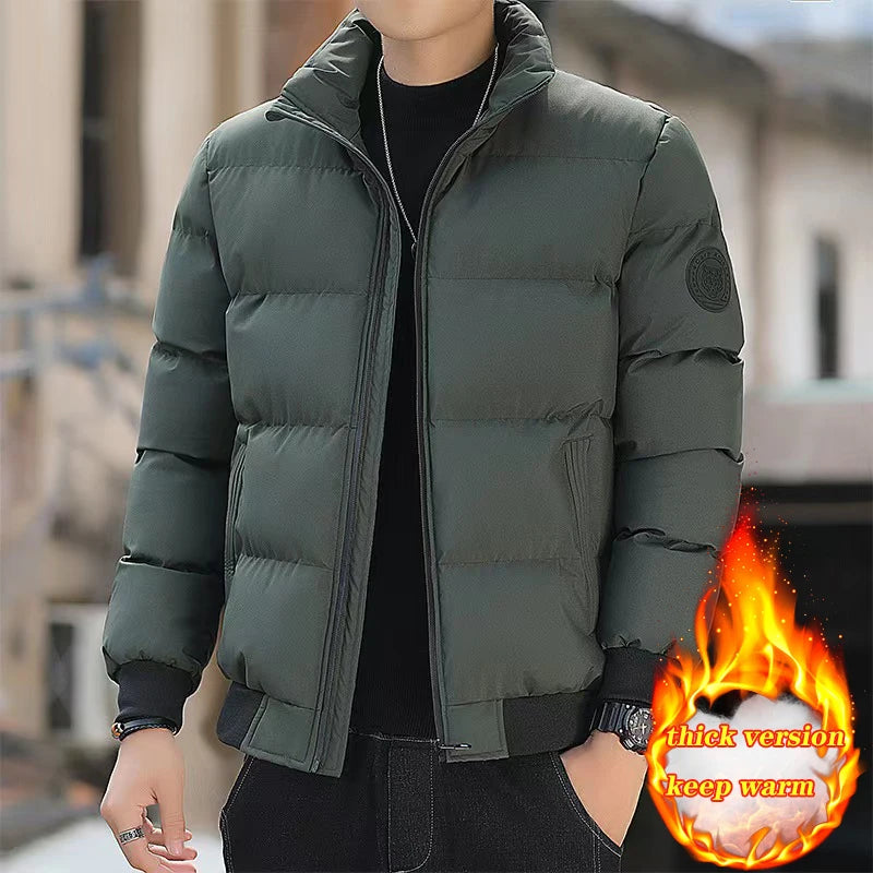 Autumn Winter Stand Collar Padded Jacket Men's Thick Warm Fashion Down Parka Coat Men Business Casual Puffer Jackets Clothing
