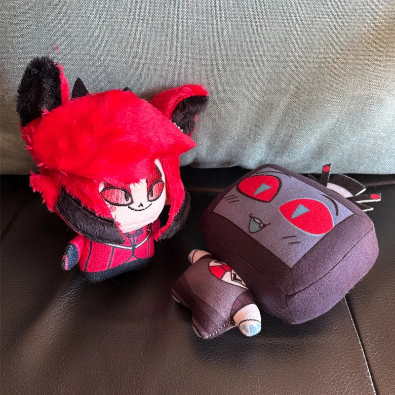 15cm Alastor 3V Vox Plush Toys Bag Keychain Funny Anime Animation Hazbin Hotel Character Figure Plushie Keys Chain Pendant Doll